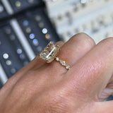 14K Gold Lab Grown Radiant Diamond Single Prong Round and Marquise Engagement Ring
