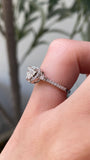 14K Gold Mini Three Stone Natural Diamond Heart Halo Engagement Ring