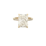14K Gold 7.00 Carat Lab Grown Radiant Diamond Prong Set Under Halo Engagement Ring