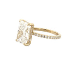 14K Gold 7.00 Carat Lab Grown Radiant Diamond Prong Set Under Halo Engagement Ring