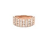 14K Gold Multi Row Baguette and Round Diamond Band