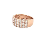 14K Gold Multi Row Baguette and Round Diamond Band