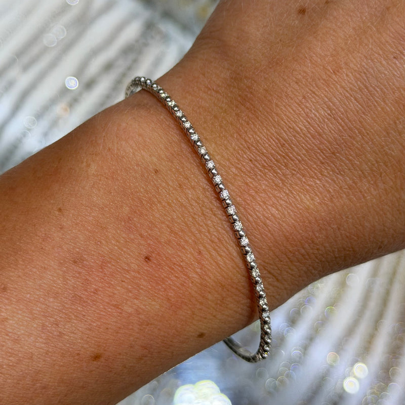 14K Gold and Diamond Alternating Flexible Tennis Bangle