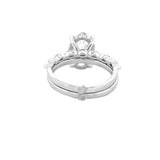 14K Gold 3.50 Carat Lab Grown Oval Diamond Solitaire Under Halo Engagement Marquise Set