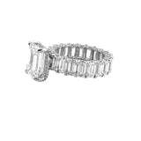 14K Gold 5.00 Carat Lab Grown Emerald Eternity Diamond Walls Under Halo Engagement Ring