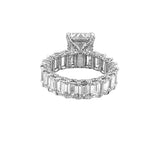 14K Gold 5.00 Carat Lab Grown Emerald Eternity Diamond Walls Under Halo Engagement Ring