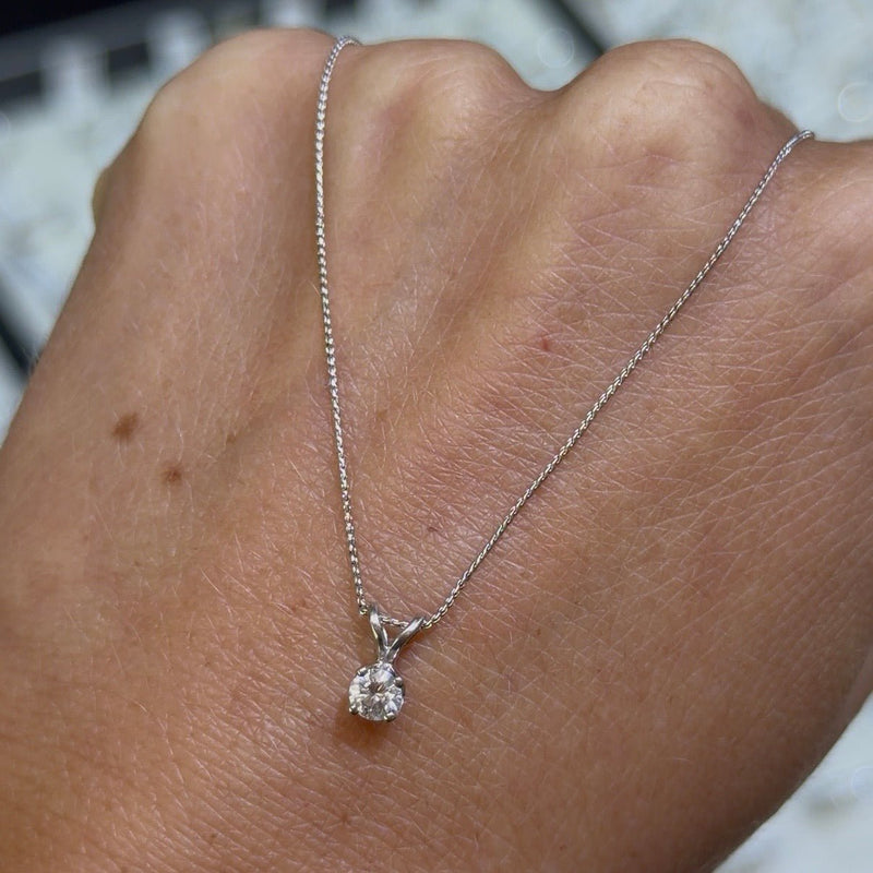 14K Gold Mini Round Diamond Pendant Necklace