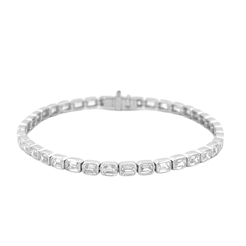 14K Gold East West Tennis Emerald Cut Diamond Bracelet