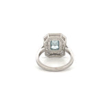 14K Gold Lab Grown Blue Diamond Baguette Bezel Band