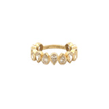 14K Gold Alternating Lab Grown Diamond Pear Bezel Fashion Band