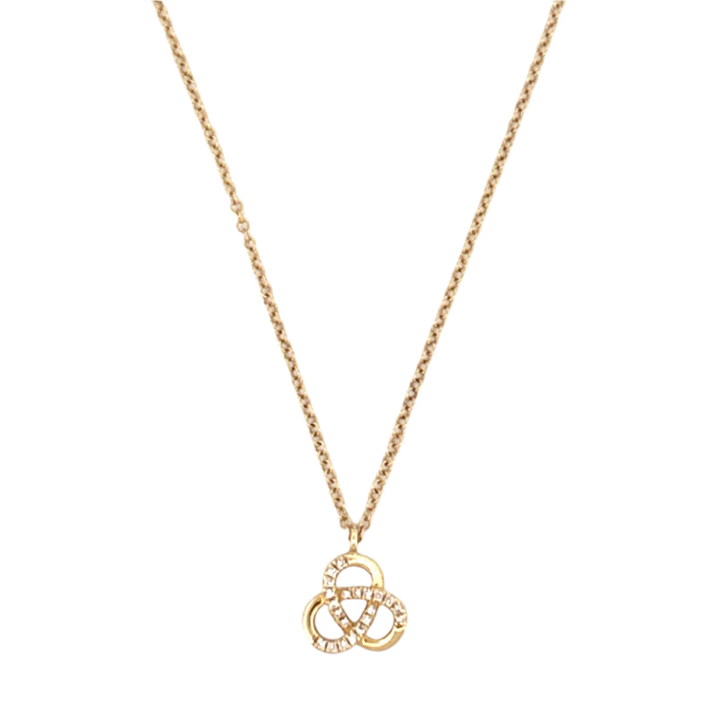 14K Gold Tri Knot Diamond Pendant Necklace