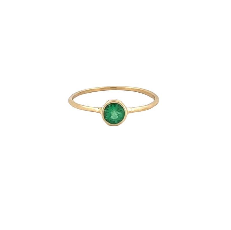14K Gold Birth Stone Round Bezel Ring