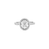 14K Gold Oval Cluster Natural Diamond Channel Engagement Ring