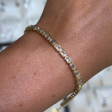 14K Gold East West Lab Grown Emerald Cut Diamond Bezel Tennis Bracelet