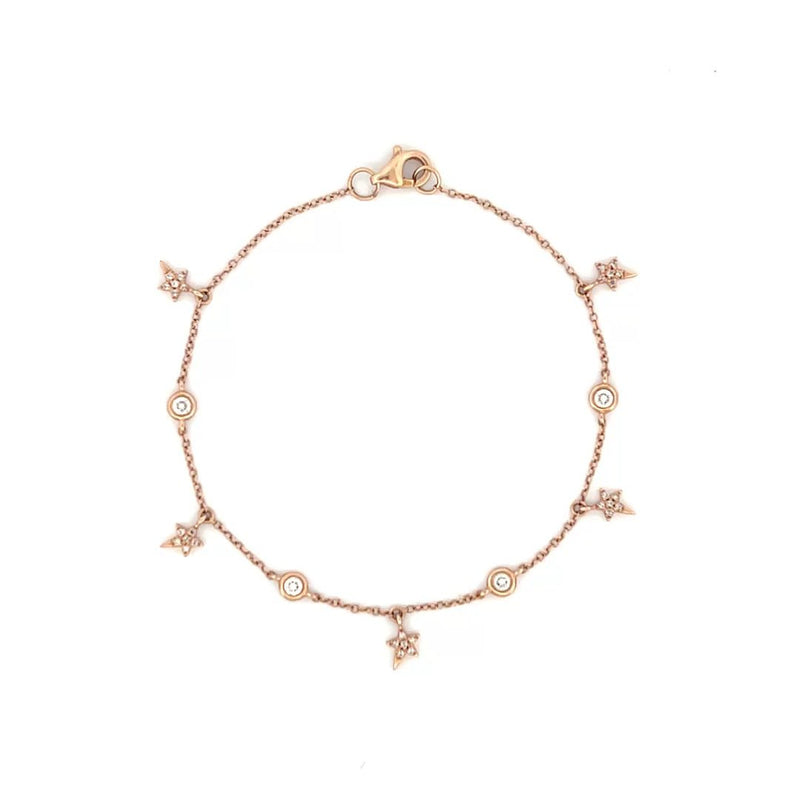 14K Gold Diamond Star and Bezel Bracelet