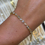 14K Gold East West Lab Grown Multi Shape Diamond Bezel Tennis Bracelet