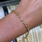 14K Gold East West Lab Grown Marquise Bezel Diamond Tennis Bracelet