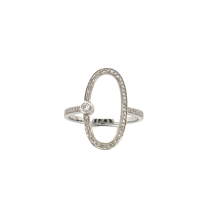 14K White Gold Open Oval Diamond Ring