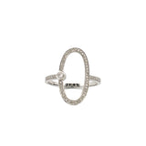 14K White Gold Open Oval Diamond Ring