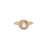 14K Gold Round Halo Morganite Cathedral Ring