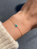 14K Gold Heart Malachite Diamond Bracelet