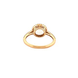 14K Gold Round Halo Morganite Cathedral Ring