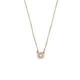 14K Two-Tone Gold Round Baguette Halo Pendant Necklace
