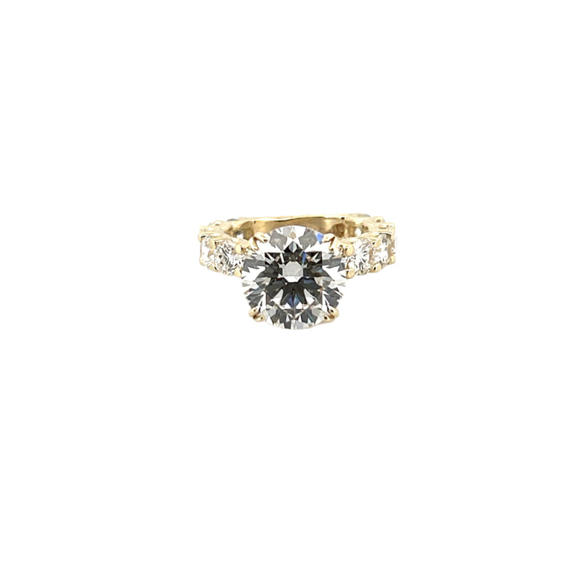 14K Gold 5.00 Carat Lab Grown Round Diamond Under Halo U Prong Engagement Ring