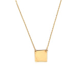 14K Gold Square Plate Pendant Necklace