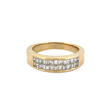 14K Gold Two Row Invisible Princess and Baguette Diamond Band