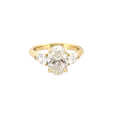 14K Gold Three Stone 3.00 Carat Oval and Pear Cut Lab Grown Diamond Solitaire Engagement Ring