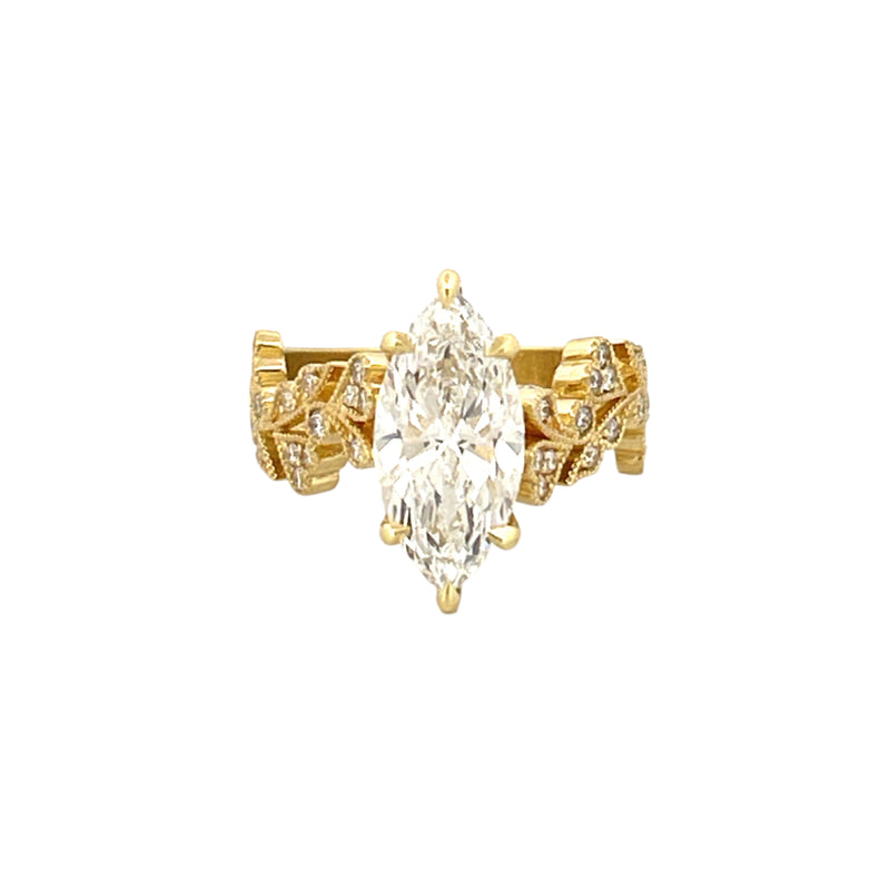 14K Gold 3.00 Carat Lab Grown Marquise 6-Prong Bloom Engagement Ring