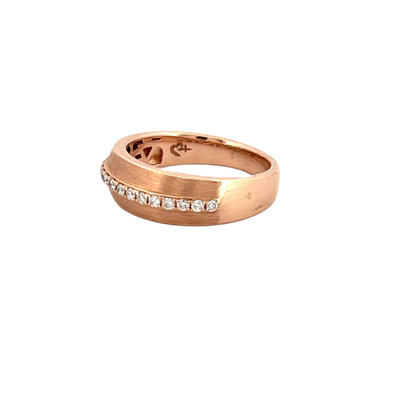 14K Gold Brushed Center Row Diamond Band