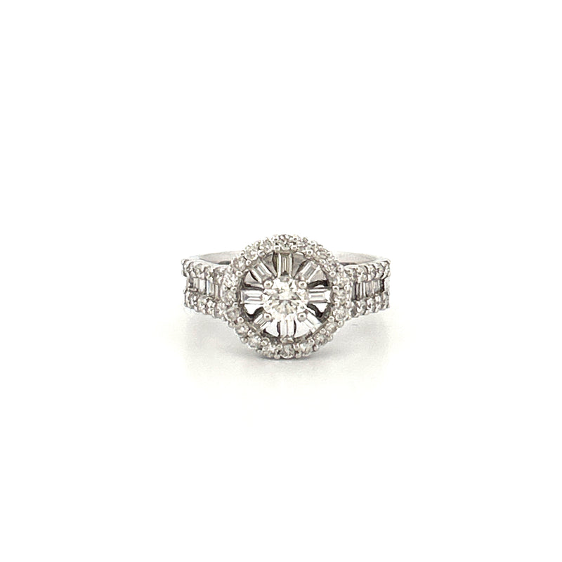 14K Gold Diamond Wheel Three Row Band