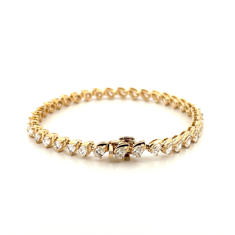 14K Gold Offset Pear Natural Diamond Bracelet