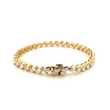 14K Gold Offset Pear Natural Diamond Bracelet