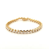 14K Gold Offset Pear Natural Diamond Bracelet