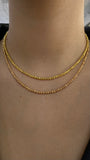 14K Gold Moon Cut Bead Chain Necklace