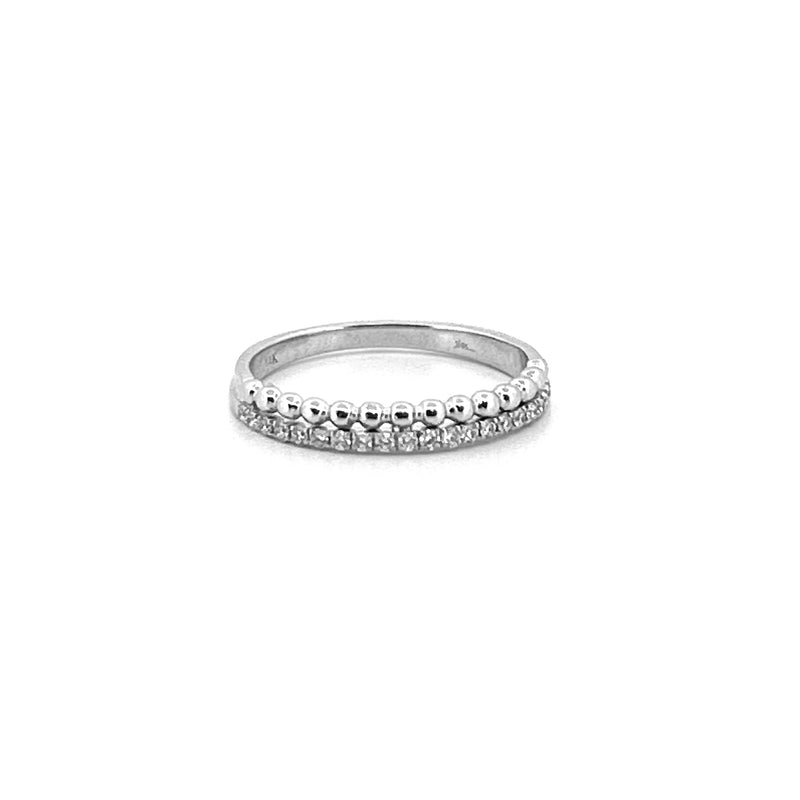 14K Gold Bead and Prong Set Diamond Two Row Band