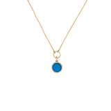14K Gold Agate Round Diamond Pendant Lariat Necklace