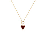 14K Gold Carnelian Heart Diamond Pendant Lariat Necklace