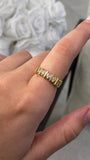 14K Gold Thick Prong Round Diamond Band