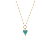 14K Gold Turquoise Heart Diamond Pendant Lariat Necklace