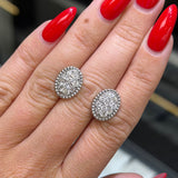 14K Gold Oval Cluster Beaded Stud Earrings