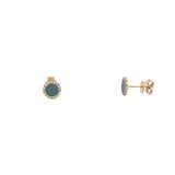 14K Gold Agate Round Diamond Stud Earrings