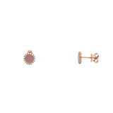 14K Gold Pink Mother of Pearl Round Diamond Stud Earrings