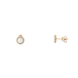 14K Gold Mother of Pearl Round Diamond Stud Earrings
