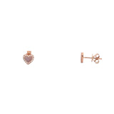 14K Gold Pink Mother of Pearl Heart Diamond Stud Earrings