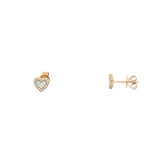 14K Gold Mother of Pearl Heart Diamond Stud Earrings