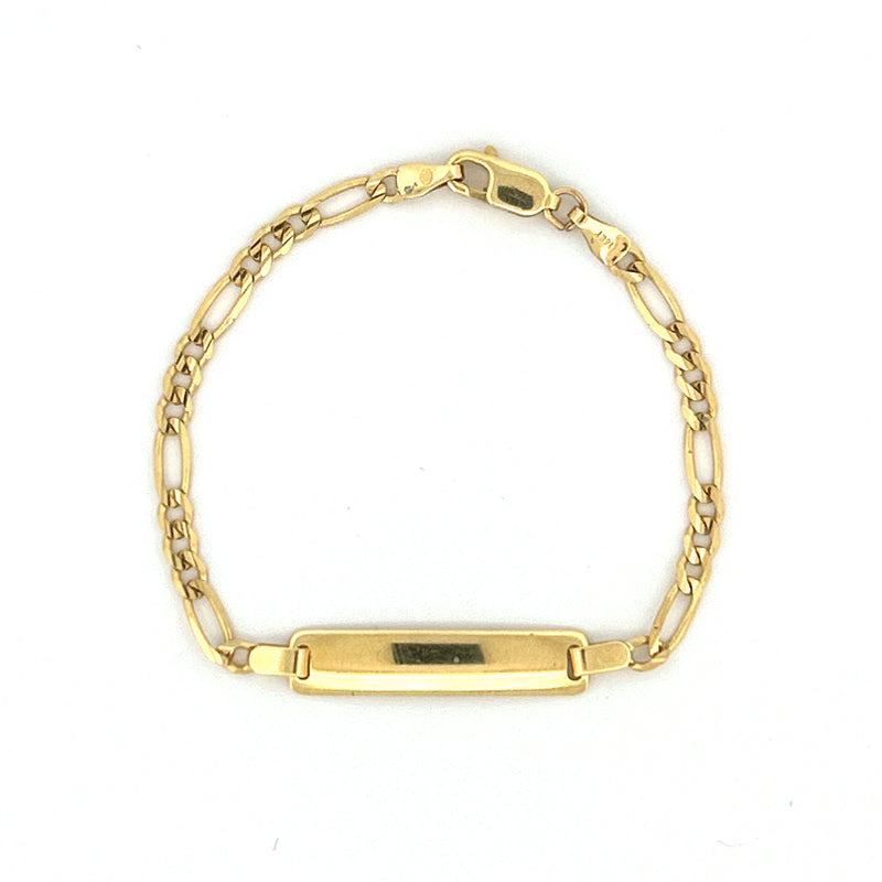 14K Gold Baby Figaro ID Bracelet